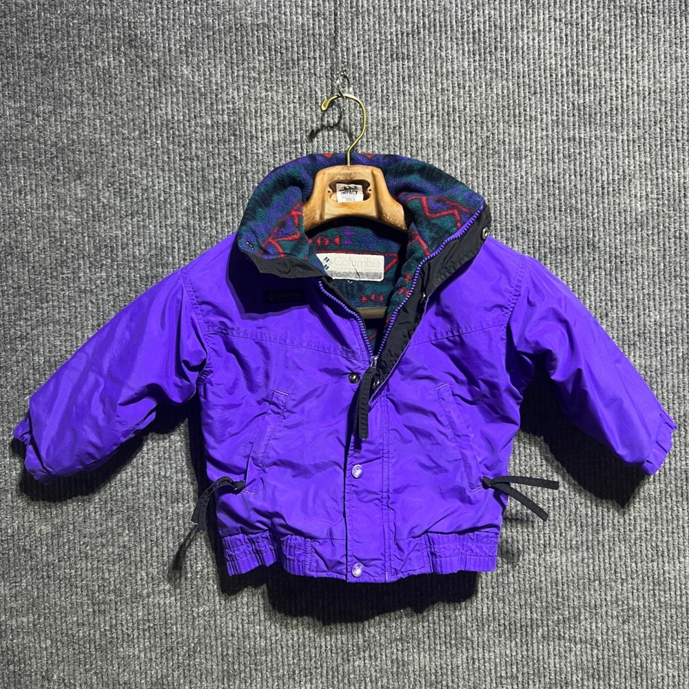 Vintage Columbia Whistler Ski Jacket Kids XS 4-5 Purple Fleece Lined Retro Warm